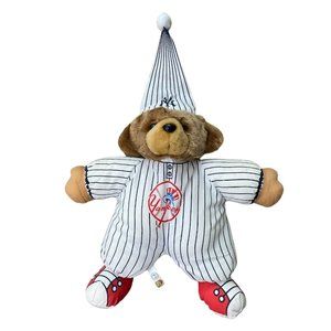 NY Yankees Vtg 1999 Good Stuff Plush Teddy Bear‎ Pin Stripe Night Cap Pajamas